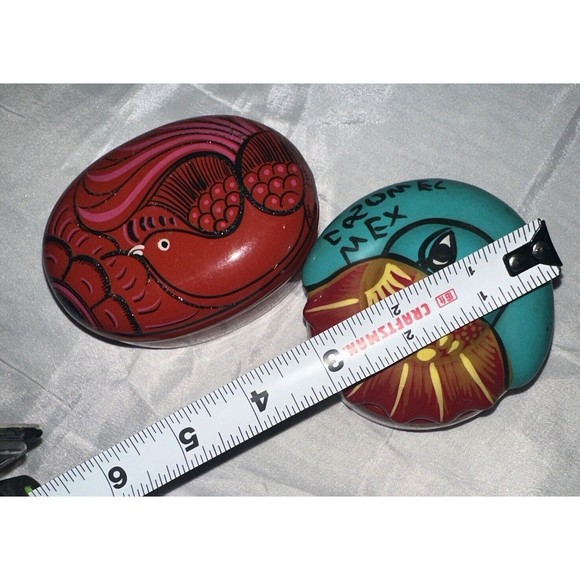 Talavera Pottery Trinket Box Dish w/ Lid Cozumel Mexican Handpainted Lot Of 2 - Picture 14 of 15